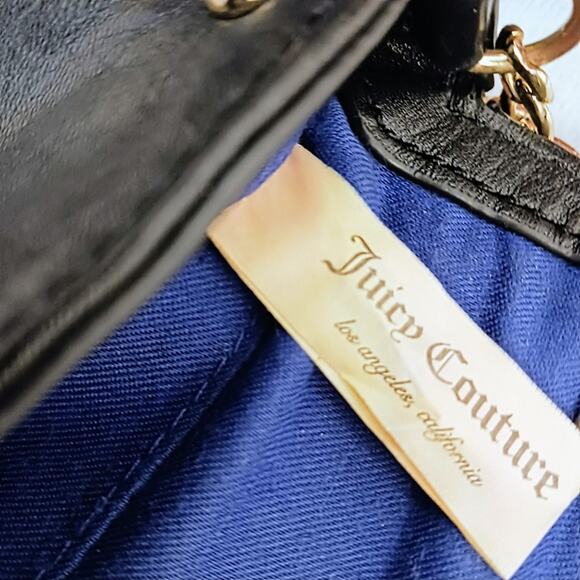 Y2K Juicy Couture Crossbody Shoulder Bag Black Leather Gold Studs Chain Rare VNT - Picture 15 of 16